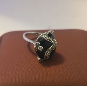 925 Silver Sophisticated Black and Silver Women's Ring